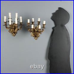 Appliques Anciennes Bronze Doré 6 Lumières XIXe Siècle Originales