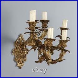 Appliques Anciennes Bronze Doré 6 Lumières XIXe Siècle Originales