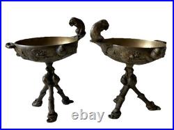 Auguste CAIN (1821-1894) Paire Coupes en Bronze Animaux Végétaux XIX ème Siècle
