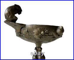 Auguste CAIN (1821-1894) Paire Coupes en Bronze Animaux Végétaux XIX ème Siècle