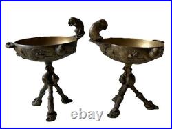 Auguste CAIN (1821-1894) Paire Coupes en Bronze Animaux Végétaux XIX ème Siècle