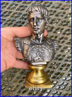 Auguste Empereur Caesar & Bronze Argenté & Fin du XIX ème Siècle & Empire & Rome