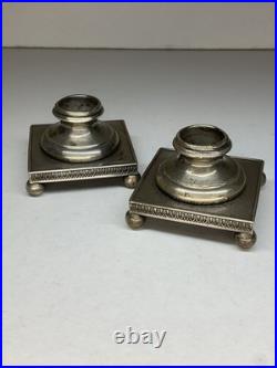 BOUGEOIRS SIGNÉS, EN BRONZE ARGENTÉ ÉPOQUE EMPIRE XIX eme SIÈCLE, FLAMBEAU