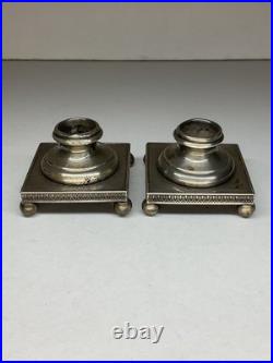 BOUGEOIRS SIGNÉS, EN BRONZE ARGENTÉ ÉPOQUE EMPIRE XIX eme SIÈCLE, FLAMBEAU