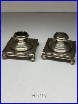 BOUGEOIRS SIGNÉS, EN BRONZE ARGENTÉ ÉPOQUE EMPIRE XIX eme SIÈCLE, FLAMBEAU