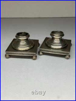 BOUGEOIRS SIGNÉS, EN BRONZE ARGENTÉ ÉPOQUE EMPIRE XIX eme SIÈCLE, FLAMBEAU