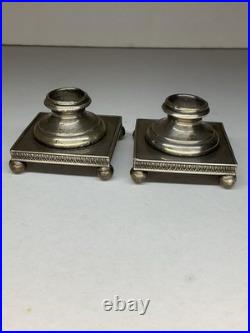 BOUGEOIRS SIGNÉS, EN BRONZE ARGENTÉ ÉPOQUE EMPIRE XIX eme SIÈCLE, FLAMBEAU