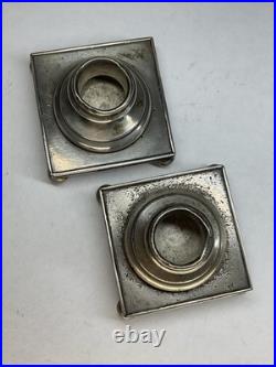 BOUGEOIRS SIGNÉS, EN BRONZE ARGENTÉ ÉPOQUE EMPIRE XIX eme SIÈCLE, FLAMBEAU