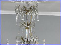 Baccarat, Grand Lustre 12 Lumières En Cristal Et Bronze, époque XIX ème Siècle