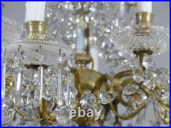 Baccarat, Grand Lustre 12 Lumières En Cristal Et Bronze, époque XIX ème Siècle