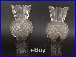 Baccarat, Montre Bronze, Fleurs de Lys. Paire Vases Cristal Soufflé, XIXe siècle