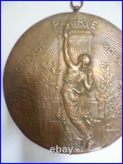 Barbedienne Bronze Courage Patrie Moralite Medaillon Alphee Dubois D 23.50 CM