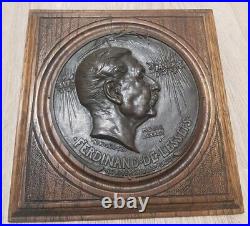 Bas relief Médaille bronze Ferdinand de Lesseps Ringel d'illzach canal de Suez