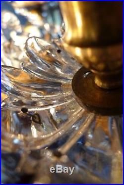 Beau Lustre A 9 Bras De Lumiere Pampilles Cristal Bronze Fin XIX Siecle Signe