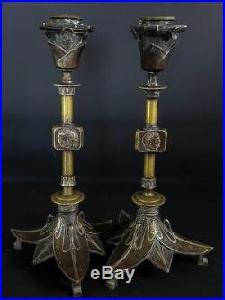 Belle Paire de chandeliers bronze XIX° siècle