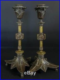 Belle Paire de chandeliers bronze XIX° siècle