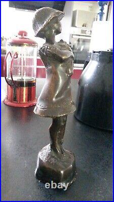 Belle Statuette En Bronze Massif Jeune Fille France XIX Em Siecle Ff