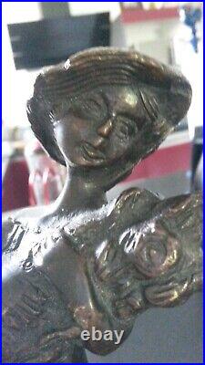 Belle Statuette En Bronze Massif Jeune Fille France XIX Em Siecle Ff
