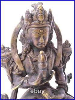 Belle figurine chinoise/tibétaine en bronze représentant Tara Verte, XIXe siècle