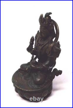 Belle figurine chinoise/tibétaine en bronze représentant Tara Verte, XIXe siècle
