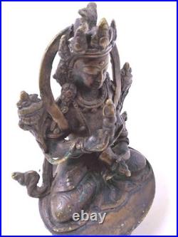 Belle figurine chinoise/tibétaine en bronze représentant Tara Verte, XIXe siècle