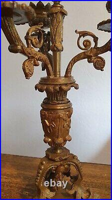 Belle paire de bougeoirs/ chandelier en bronze XIXe siècle/ Haut. 35 cm