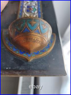 Bénitier croix crucifix émaux cloisonnés onyx XIX ème siècle