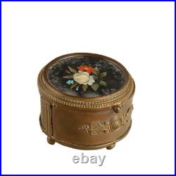 Boîte Ancienne Bronze Doré Couvercle Marbre Italie XIXe Siècle Originale
