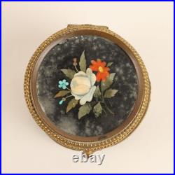 Boîte Ancienne Bronze Doré Couvercle Marbre Italie XIXe Siècle Originale