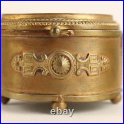 Boîte Ancienne Bronze Doré Couvercle Marbre Italie XIXe Siècle Originale