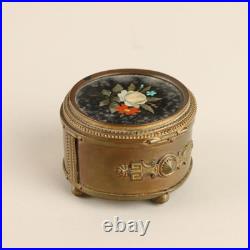 Boîte Ancienne Bronze Doré Couvercle Marbre Italie XIXe Siècle Originale