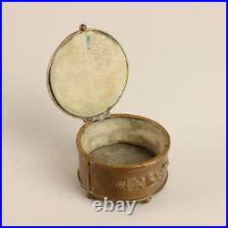 Boîte Ancienne Bronze Doré Couvercle Marbre Italie XIXe Siècle Originale