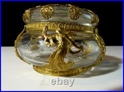 Bonbonnière boite ancienne 19 siècle XIX en cristal taillé monture bronze ciselé