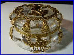 Bonbonnière boite ancienne 19 siècle XIX en cristal taillé monture bronze ciselé
