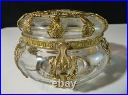Bonbonnière boite ancienne 19 siècle XIX en cristal taillé monture bronze ciselé