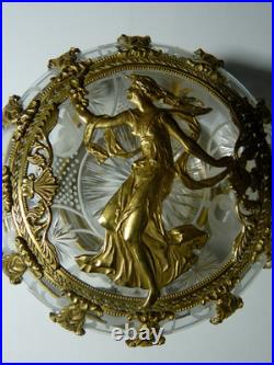 Bonbonnière boite ancienne 19 siècle XIX en cristal taillé monture bronze ciselé