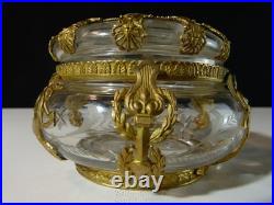 Bonbonnière boite ancienne 19 siècle XIX en cristal taillé monture bronze ciselé