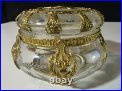 Bonbonnière boite ancienne 19 siècle XIX en cristal taillé monture bronze ciselé