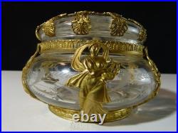 Bonbonnière boite ancienne 19 siècle XIX en cristal taillé monture bronze ciselé