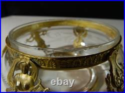 Bonbonnière boite ancienne 19 siècle XIX en cristal taillé monture bronze ciselé