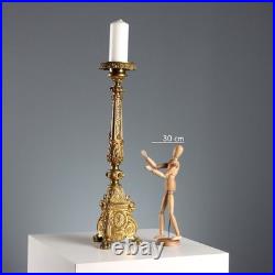 Bougeoir Ancien Bronze Doré Décorations Italie XIXe Siècle Original