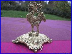 Bougeoir Ancien Coq Bronze XIX Siècle Antique Bronze Rooster Candle Holder 19th