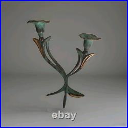 Bougeoir Art Déco Art Nouveau du XIXe Siècle En Bronze Motif Floral