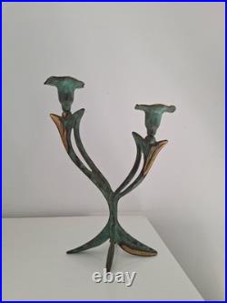 Bougeoir Art Déco Art Nouveau du XIXe Siècle En Bronze Motif Floral