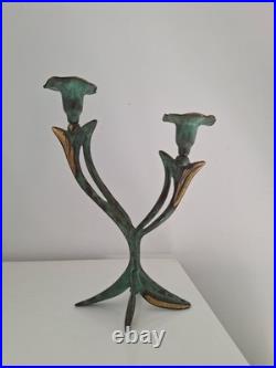 Bougeoir Art Déco Art Nouveau du XIXe Siècle En Bronze Motif Floral