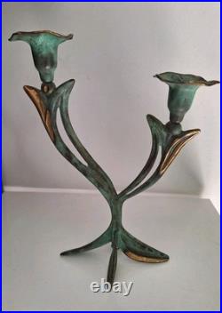 Bougeoir Art Déco Art Nouveau du XIXe Siècle En Bronze Motif Floral