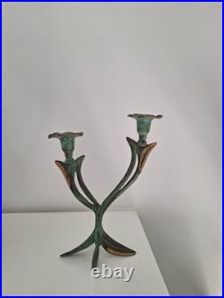 Bougeoir Art Déco Art Nouveau du XIXe Siècle En Bronze Motif Floral