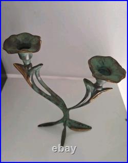 Bougeoir Art Déco Art Nouveau du XIXe Siècle En Bronze Motif Floral