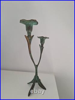 Bougeoir Art Déco Art Nouveau du XIXe Siècle En Bronze Motif Floral