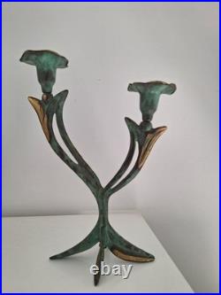 Bougeoir Art Déco Art Nouveau du XIXe Siècle En Bronze Motif Floral